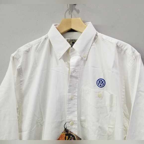 Cutter & Buck Volkswagen White Work Button Shirt Long Sleeve Cotton Mens Medium - Picture 2 of 8
